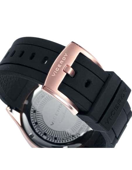 Reloj para Hombre Cronógrafo con Caja en Acero Rosado y Correa Negra de Silicona - Viceroy 47893-95