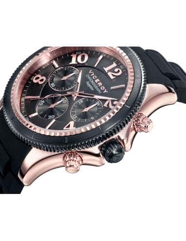 Reloj para Hombre Cronógrafo con Caja en Acero Rosado y Correa Negra de Silicona - Viceroy 47893-95