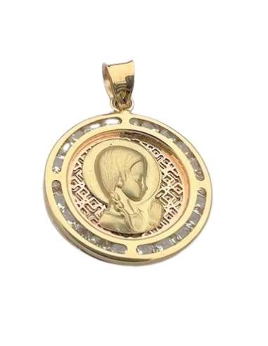 Medalla Virgen Niña con circonitas 20x20mm/2.15 grms