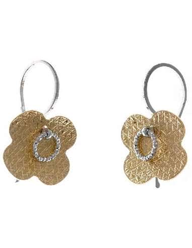Pendientes para Mujer Pendientes en Plata de Ley Satinada Dorada con Flor - Salvatore 203A0132