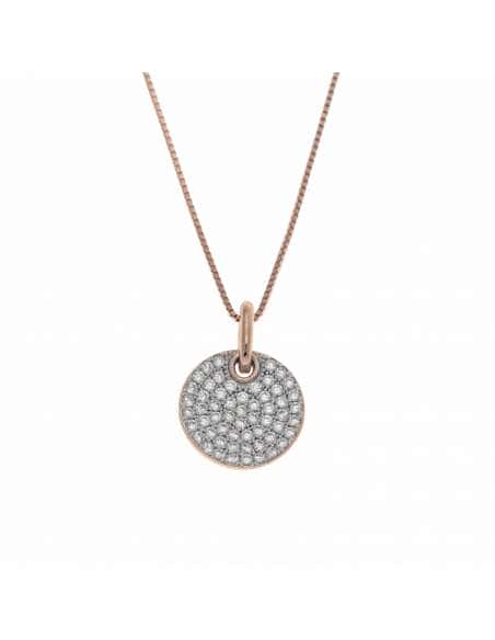 Collar para Mujer  Colgante Circular Pavé de Circonitas en Plata de ley con Baño Oro Rosa - Salvatore 136C0050