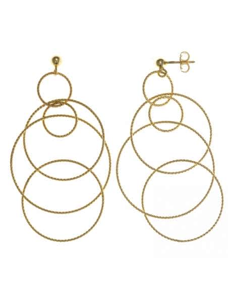 Pendientes Largos para Mujer Aros Entrelazados Diamantados en Oro – Salvatore 203A0140
