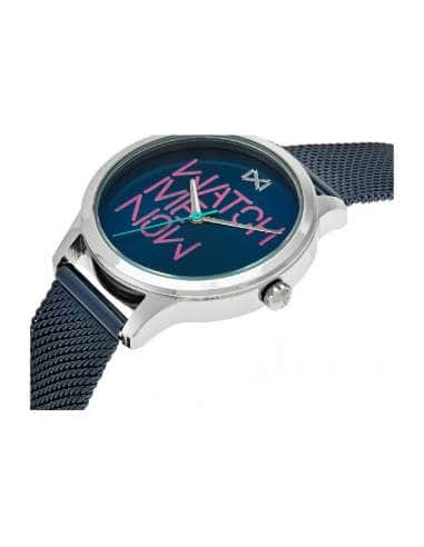 Reloj para Mujer Correa de Malla Azul y Esfera Azul con Frase Watch Me Now - Mark Maddox MM7103-30