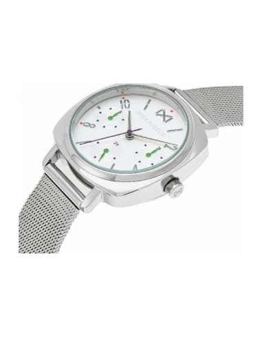 Reloj para Mujer de Acero con Correa de Malla Plateada y Esfera Blanca - Mark Maddox MM0100-15