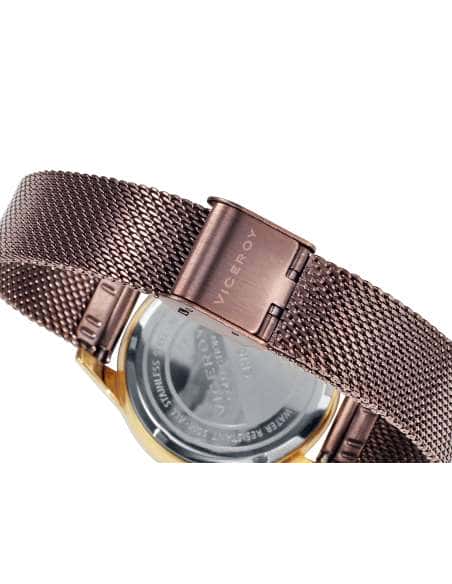 Reloj para Mujer con Correa de Malla Marrón y Esfera Burdeos con Circonitas - Viceroy 471100-43