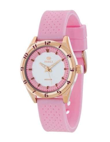 Reloj para Mujer con Correa de Silicona Rosa y Caja Dorada- Marea B35257/4