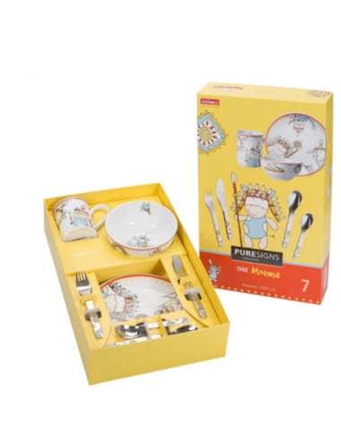 Vajilla Infantil Indio One Moema 7 Piezas (Grabado incluido) - Puresings LU6084