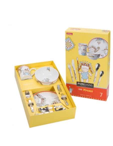 Vajilla Infantil Indio One Moema 7 Piezas (Grabado incluido) - Puresings LU6084
