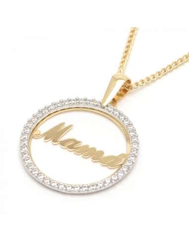 colgante mamá oro 18k, regalo día de la madre oro, colgante con circonitas mamá, joya oro mamá, colgante elegante madre, regalo
