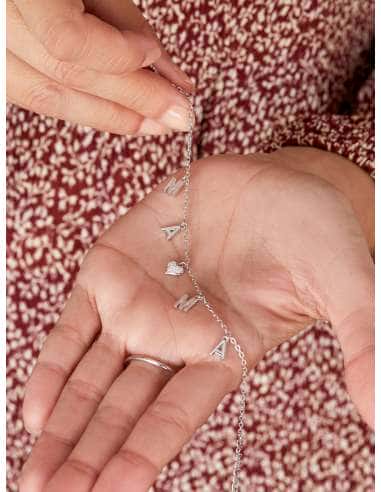 Pulsera Mamá con Corazón y Circonitas de Plata de Ley con Baño de Oro 18k - Marea D02603/AN