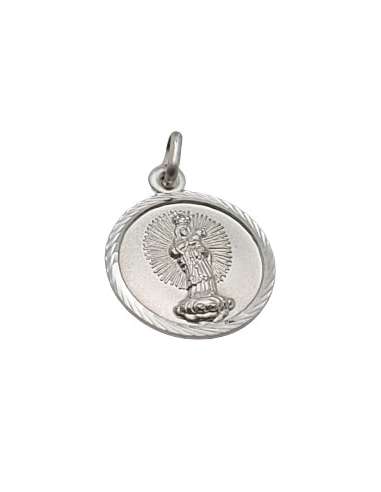 Medalla fabricada en plata 1 ley de la virgen de Loreto 10mm