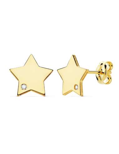 Pendientes oro  estrella con circonita  (5mm)