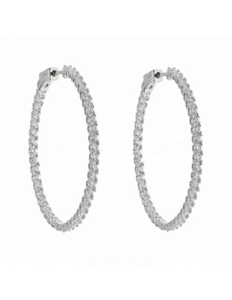 Pendientes para Mujer de plata aro con circonitas brillantes - Salvatore 151A0096