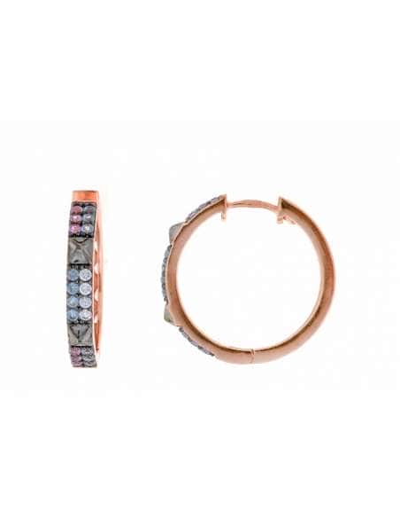 Pendientes para Mujer de plata chapado rosa aro con circonitas de colores  - Salvatore136A0605