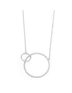 Collar para Mujer de Plata dos círculos con circonitas -  Salvatore 136C0097