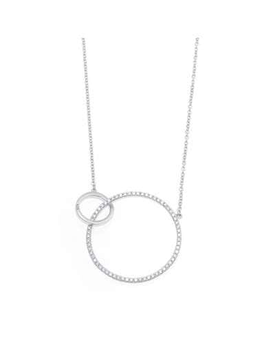 Collar para Mujer de Plata dos círculos con circonitas -  Salvatore 136C0097