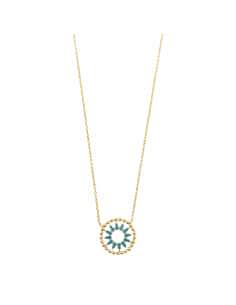 Collar para Mujer Plata Chapado Dorado Sol Circonitas Turquesas - Salvatore 195C0065