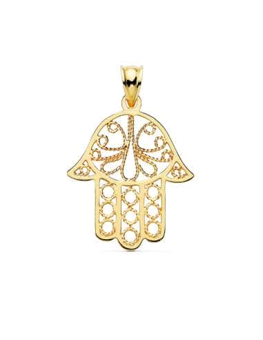 colgante mano de Fátima oro 18k, colgante calado oro protección, joya simbólica oro mujer, colgante oro amuleto, colgante hamsa