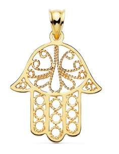 Colgante en oro Mano de Fátima Calada - Oro Amarillo 18K