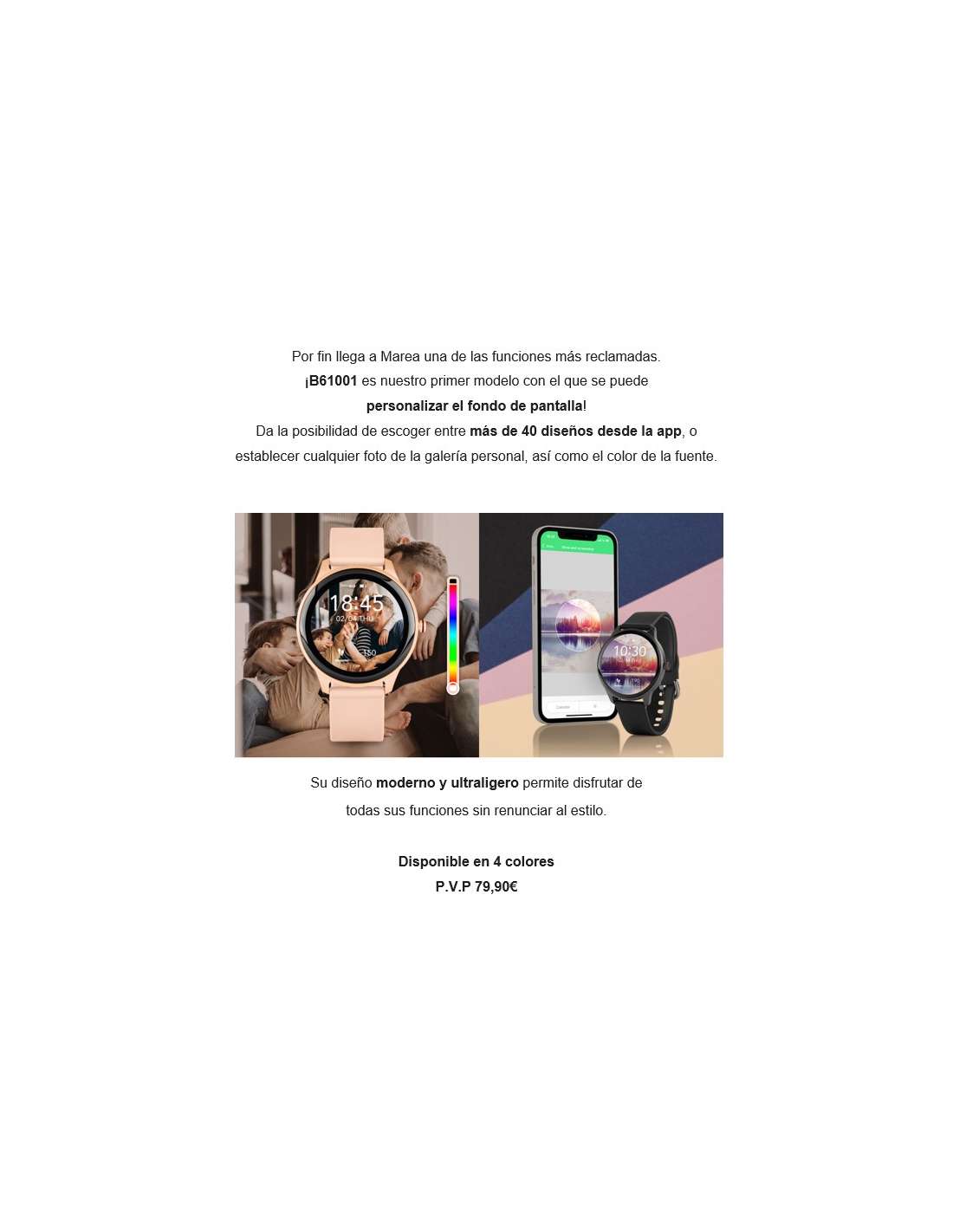 Reloj Unisex Marea Smartwatch Pantalla Personalizable B61001/3