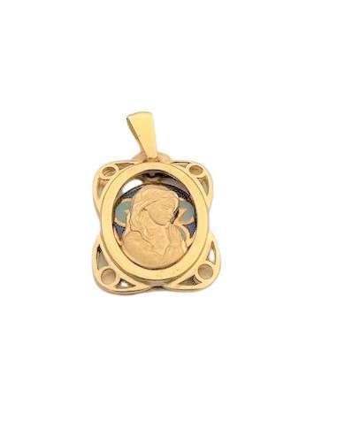 Medalla Virgen Niña con esmalte azul