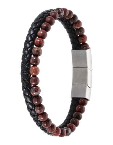 Pulsera para Hombre de Piel trenzada y Piedras - Marea D00103/311