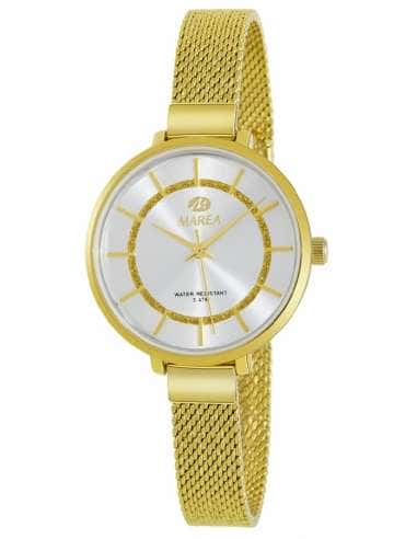 Reloj para Mujer Dorado con Correa de Malla y Esfera Blanca - Marea B54202/3