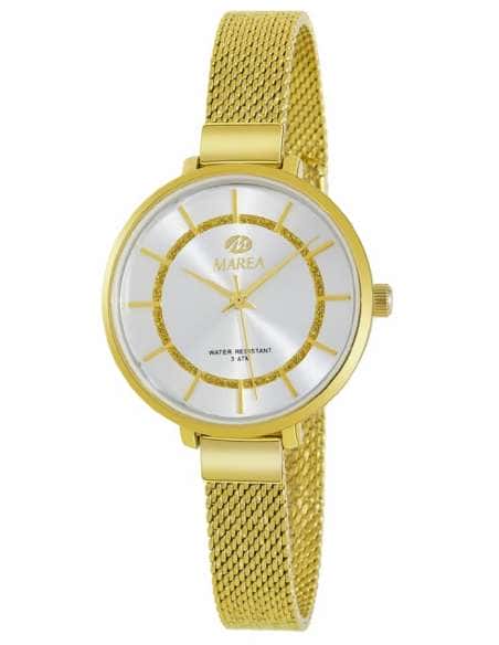 Reloj para Mujer Dorado con Correa de Malla y Esfera Blanca - Marea B54202/3