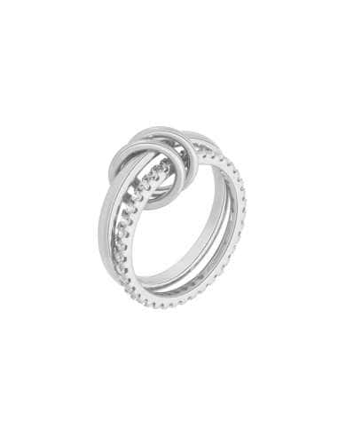 Anillo para Mujer Anillo Doble Aro Plata de Ley con Circonitas - Marea D02806/AR16