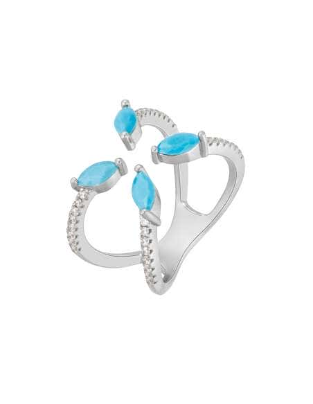 Anillo para Mujer Anillo Turquesa Plata de Ley Rodiada con Circonitas - Marea D02706/AB16