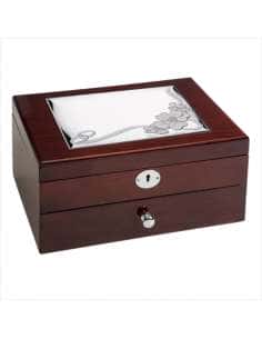 Joyero para Boda Alianzas y flores  con cajón y llave - Global Argenti GA2037A