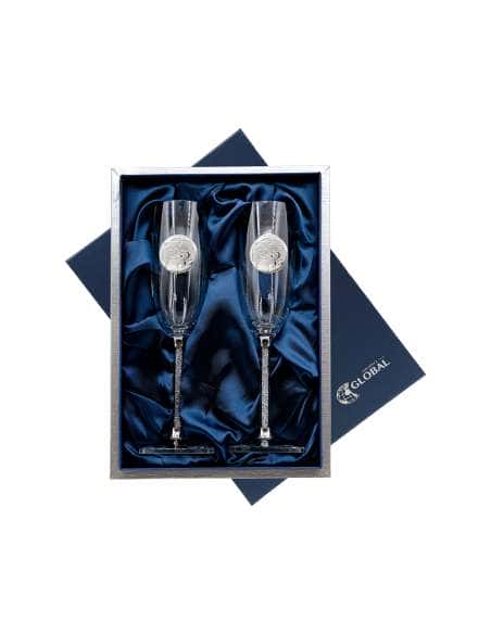 Estuche Copas 25º Aniversario con pies de cristales Bodas de plata GA4290V