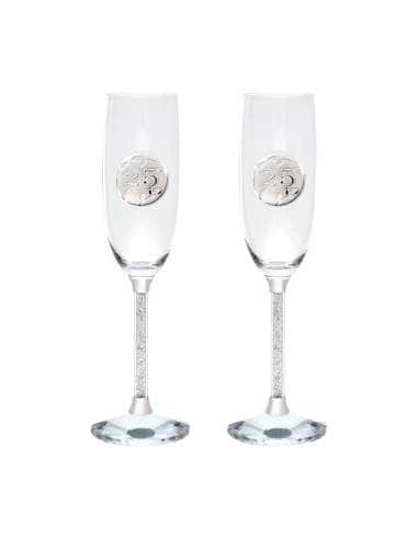 Estuche Copas 25º Aniversario con pies de cristales Bodas de plata GA4290V