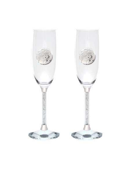 Estuche Copas 25º Aniversario con pies de cristales Bodas de plata GA4290V