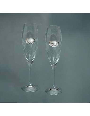 Copas para Bodas con Alianzas cistal de Bohemia talladas a mano - Global Argenti GA3118A
