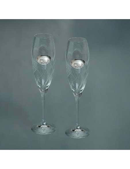 Copas para Bodas con Alianzas cistal de Bohemia talladas a mano - Global Argenti GA3118A