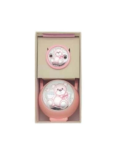 Set Infantil Portachupetes con pinza  Oso rosa EV3464/01R