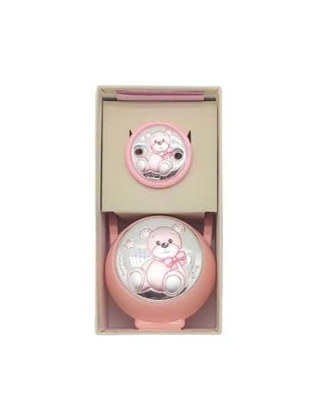 Set Infantil Portachupetes con pinza  Oso rosa EV3464/01R