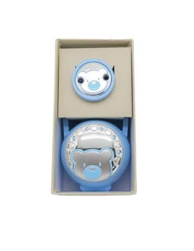 Set Infantil Portachupetes con Pinza Oso color azul - Eventi EV3254/01C