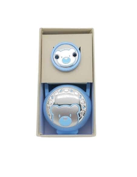 Set Infantil Portachupetes con Pinza Oso color azul - Eventi EV3254/01C