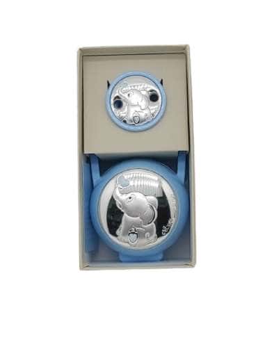 Set Infantil Portachupetes con Pinza Elefante azul - Eventi EV3304/01C