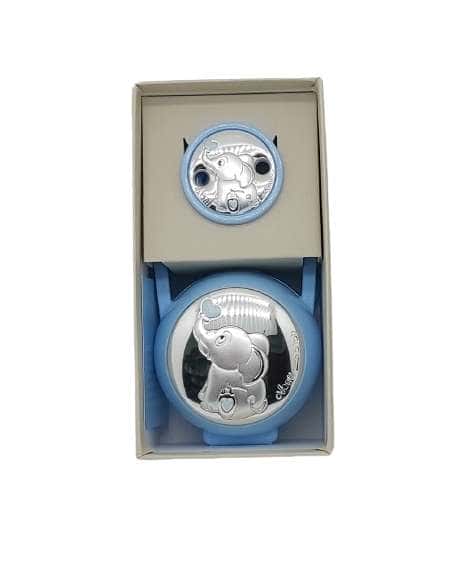 Set Infantil Portachupetes con Pinza Elefante azul - Eventi EV3304/01C