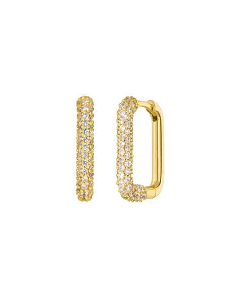 Pendientes para Mujer Rectangulares en Plata de Ley Chapada en oro con Circonitas - Marea D02001/CC