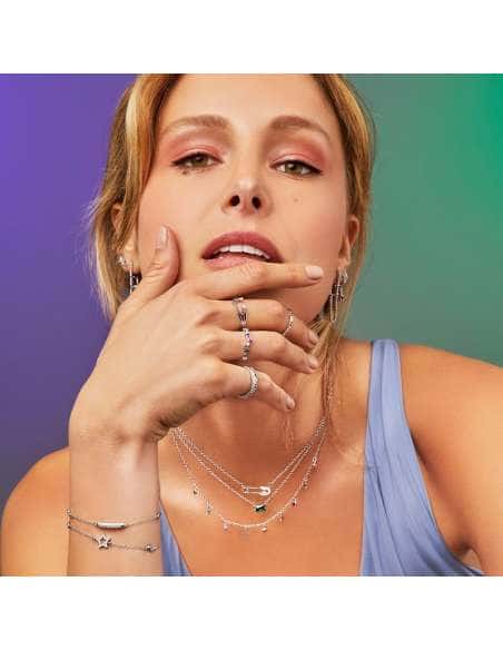 Pendientes para Mujer Doble Eslabón en Plata de Ley Rodiada con Circonitas Multicolor - Marea D02001/BR