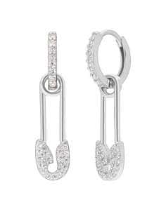 Pendientes para mujer forma de  Imperdible en Plata de Ley Rodiada con Circonitas - Marea D02001/AE