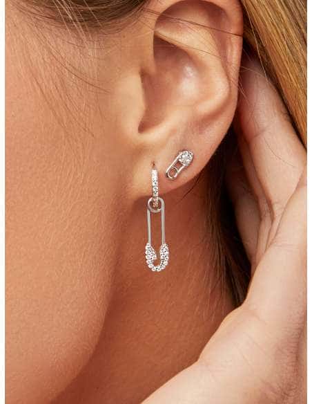 Pendientes para mujer forma de  Imperdible en Plata de Ley Rodiada con Circonitas - Marea D02001/AE