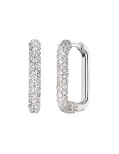 Pendientes para Mujer Rectangular Resplandor en Plata de Ley Rodiada con Circonitas Brillantes -Marea D02001/CA