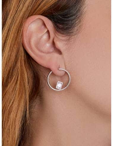 Pendientes para Mujer Aro Circular en Plata de Ley Rodiada con Circonitas - Marea D02201/AC