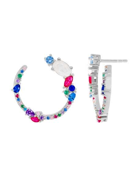 Pendientes para Mujer Circle Fiore en Plata de Ley Rodiada con Circonitas Multicolor - Marea D02501/AO