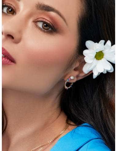 Pendientes para Mujer Circle Fiore en Plata de Ley Rodiada con Circonitas Multicolor - Marea D02501/AO